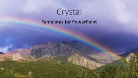  Presentation with beautiful landscapes - PPT theme enhanced with rainbow-above-mountains-beautiful-natural background and a light blue colored foreground