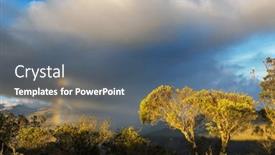  Presentation with beautiful nature - Presentation design consisting of rainbow-above-mountains-beautiful-natural and a ocean colored foreground