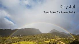  Presentation with beautiful nature - PPT theme having rainbow-above-mountains-beautiful-natural and a light blue colored foreground