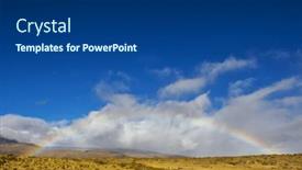  Presentation with beautiful nature - PPT theme enhanced with rainbow-above-mountains-beautiful-natural background and a ocean colored foreground