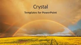  Presentation with sky rainbow - PPT layouts having rainbow above yellow field background and a yellow colored foreground