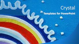  Presentation with sea rainbow - Beautiful presentation theme featuring rainbow-and-sea-wave-motive and a teal colored foreground