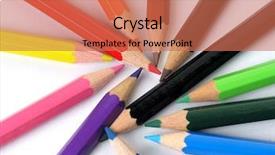  Presentation with colored pencils - Slide set consisting of rainbow arrows - colored pencils in a row background and a coral colored foreground