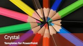  Presentation with colored pencils - Audience pleasing theme consisting of rainbow arrows - colored pencils in a row backdrop and a crimson colored foreground