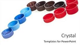  Presentation with plastic bottle - Presentation design consisting of rainbow arrows - colorful plastic bottle caps isolated background and a white colored foreground