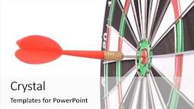  Presentation with target - Slide deck featuring rainbow arrows - target aim glossy colored mark background and a white colored foreground