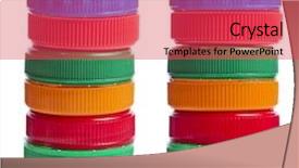  Presentation with plastic bottle - Amazing PPT layouts having rainbow arrows - tower of colored plastic bottle backdrop and a red colored foreground