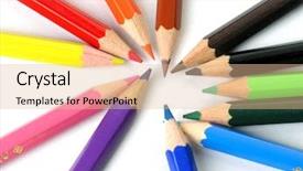  Presentation with wooden - Presentation theme having rainbow arrows - wooden pens background and a  colored foreground