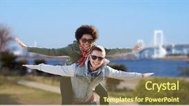  Presentation with japan girl - Slide set having rainbow bridge at tokyo background and a tawny brown colored foreground