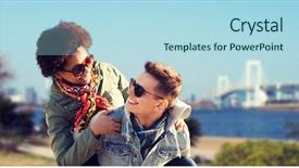  Presentation with japan girl - Colorful PPT layouts enhanced with rainbow bridge at tokyo backdrop and a light blue colored foreground