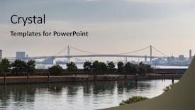  Presentation with view of colonial architecture - Presentation theme consisting of rainbow bridge from hamarikyu garden background and a light gray colored foreground
