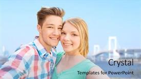  Presentation with tourism selfie - Amazing slide deck having rainbow bridge in tokyo backdrop and a  colored foreground