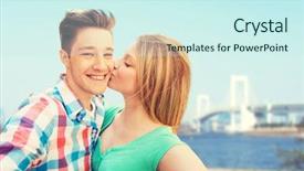  Presentation with tourism selfie - PPT layouts consisting of rainbow bridge in tokyo background and a cool aqua colored foreground