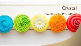  Presentation with cupcakes - Colorful slides enhanced with rainbow cake - cupcakes backdrop and a cream colored foreground