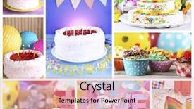  Presentation with happy birthday cake - Slide deck with rainbow cake - happy birthday collage background and a lemonade colored foreground