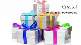  Presentation with christmas presents - PPT theme having hand typing on tablet pc in library background and a coral colored foreground