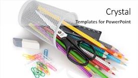  Presentation with pencils - PPT layouts featuring tools isolated on white background background and a white colored foreground