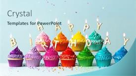  Presentation with cupcakes - Presentation consisting of rainbow-colored-cupcakes-with-birthday background and a sky blue colored foreground