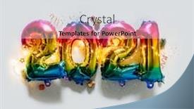  Presentation with balloons - Audience pleasing presentation consisting of rainbow-colored-foil-balloons backdrop and a light gray colored foreground