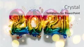  Presentation with balloons - Cool new theme with rainbow-colored-foil-balloons backdrop and a light gray colored foreground