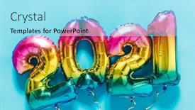  Presentation with blue balloons - Slide deck featuring rainbow-colored-foil-balloons background and a arctic colored foreground