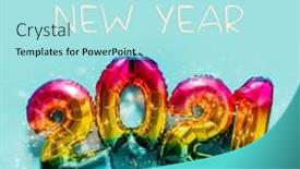  Presentation with balloons blue - Cool new slides with rainbow-colored-foil-balloons backdrop and a arctic colored foreground