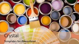  Presentation with rainbow paint - Presentation theme featuring rainbow colored oil paint background and a yellow colored foreground