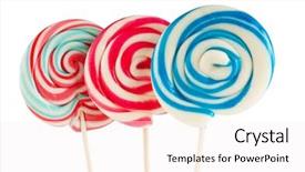  Presentation with bright colorful candy isolated - Cool new presentation theme with formed empty ceramic bowls backdrop and a sky blue colored foreground