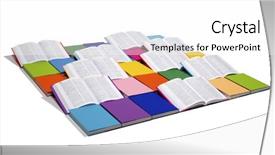  Presentation with open book - Colorful slides enhanced with rainbow colors paper wrapped book backdrop and a white colored foreground