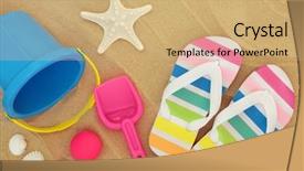  Presentation with beach rainbow - Slides featuring rainbow coloured flip flops bucket background and a coral colored foreground