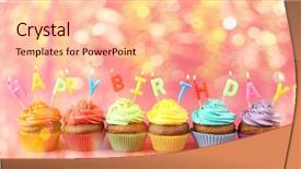  Presentation with happy birthday - Theme featuring rainbow cupcakes with happy birthday background and a lemonade colored foreground