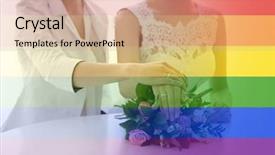  Presentation with rainbow lgbt - Presentation having ceremony free - double exposure of rainbow flag background and a coral colored foreground