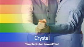  Presentation with gay rainbow flag - Amazing PPT theme having ceremony free - double exposure of rainbow flag backdrop and a teal colored foreground