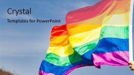  Presentation with rainbow flag - Amazing presentation design having rainbow flag in the wind backdrop and a teal colored foreground