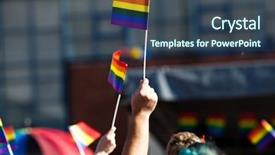  Presentation with rainbow pride - Theme having rainbow flags at pride parade background and a ocean colored foreground