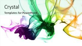  Presentation with smoke - Presentation design enhanced with colored smoke isolated on white background and a seafoam green colored foreground