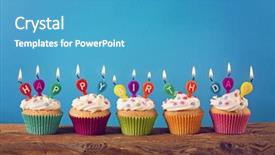  Presentation with blue fire - Amazing slide deck having fire letters - cupcakes with candles on blue backdrop and a teal colored foreground