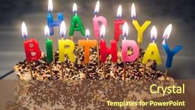  Presentation with birthday cake colorful candles - Colorful presentation theme enhanced with fire templates - top of cake with colorful backdrop and a coral colored foreground