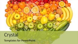  Presentation with fruits - Colorful slide set enhanced with rainbow heart of fruits backdrop and a yellow colored foreground