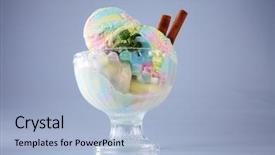  Presentation with ice cream sundae - Presentation design featuring rainbow ice cream in sundae background and a light blue colored foreground