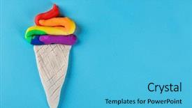  Presentation with ice cream - Slide deck consisting of rainbow ice cream made background and a teal colored foreground