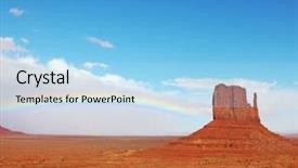  Presentation with rainbow unicorn - Cool new PPT layouts with rainbow in a red desert backdrop and a light blue colored foreground
