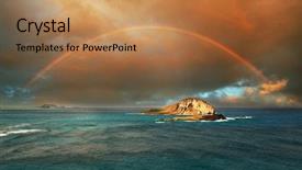  Presentation with rainbow - Colorful presentation design enhanced with rainbow in hawaii island backdrop and a coral colored foreground