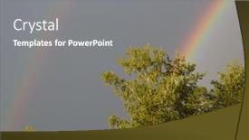  Presentation with sky rainbow - PPT theme featuring rainbow-in-the-sky-above background and a gray colored foreground