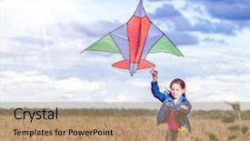  Presentation with kite - Colorful PPT theme enhanced with rainbow kids - beautiful little girl run backdrop and a coral colored foreground