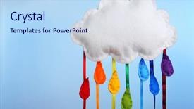  Presentation with rainbow - Audience pleasing PPT theme consisting of rainbow kids - fleeced clouds on blue background backdrop and a sky blue colored foreground