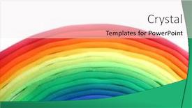  Presentation with white sheet - Cool new slide deck with rainbow made of plasticine on a white sheet of paper backdrop and a sky blue colored foreground