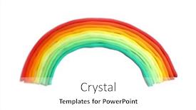  Presentation with white sheet - Colorful slide deck enhanced with rainbow made of plasticine on a white sheet of paper backdrop and a white colored foreground