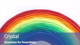  Presentation with white sheet - PPT theme consisting of rainbow made of plasticine background and a ocean colored foreground