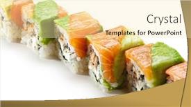  Presentation with tuna - Audience pleasing presentation consisting of rainbow-maki-sushi-roll backdrop and a blonde colored foreground